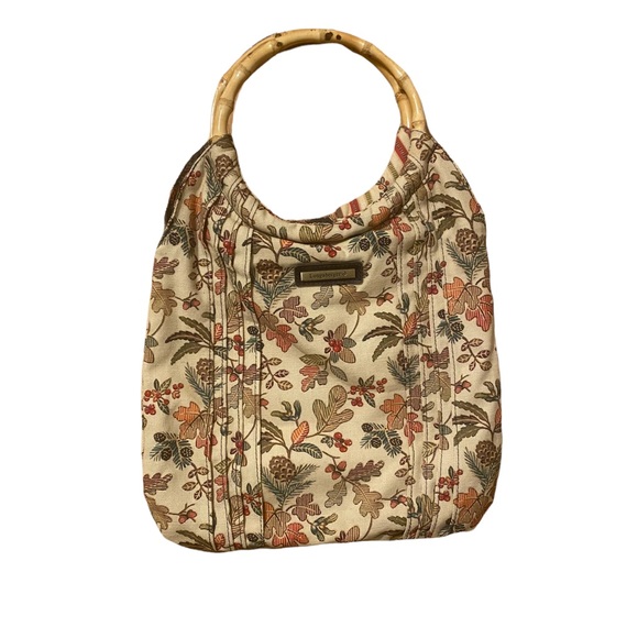 LONGABERGER Homestead Autumn Path floral print circle bangle handle purse tote - Picture 2 of 7